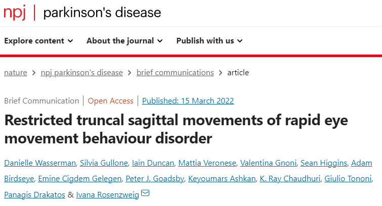 Restricted truncal sagittal movements of rapid eye movement behaviour disorder