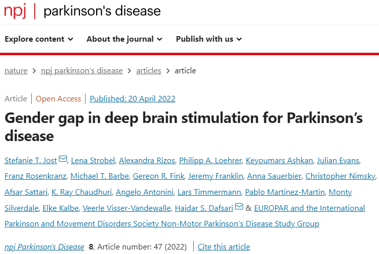 Gender gap in deep brain stimulation for Parkinson’s disease