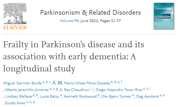 Frailty in Parkinson’s disease and its association with early dementia: A longitudinal study