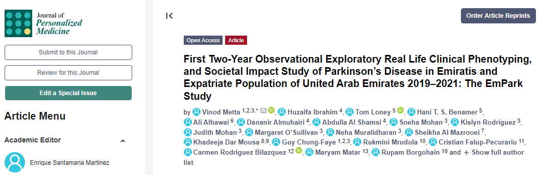 First Two-Year Observational Exploratory Real Life Clinical Phenotyping, and Societal Impact Study of Parkinson’s Disease in Emiratis and Expatriate Population of United Arab Emirates 2019-2021: The EmPark Study