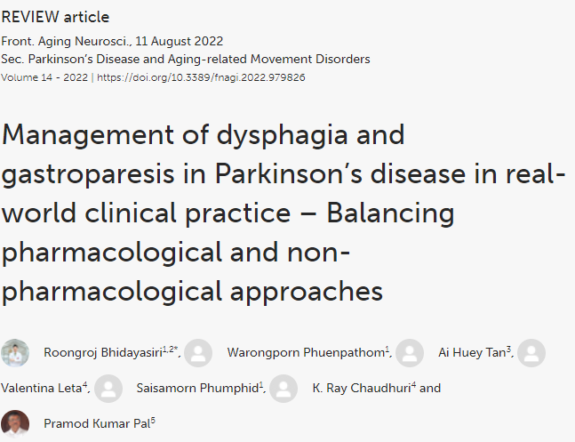 Management of dysphagia and gastroparesis in Parkinson’s disease in real-world clinical practice – Balancing pharmacological and non-pharmacological approaches